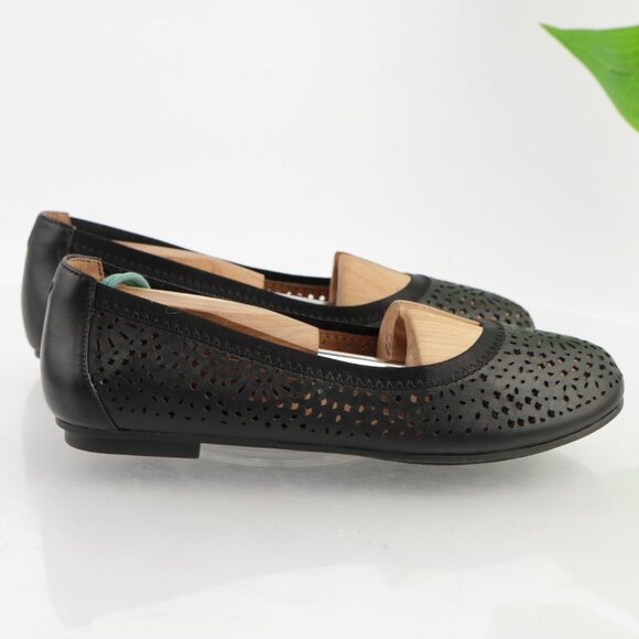Vionic Womens Robyn Ballet Flats Size 6 Black Leather Slip On Shoes Perforated - Picture 13 of 13